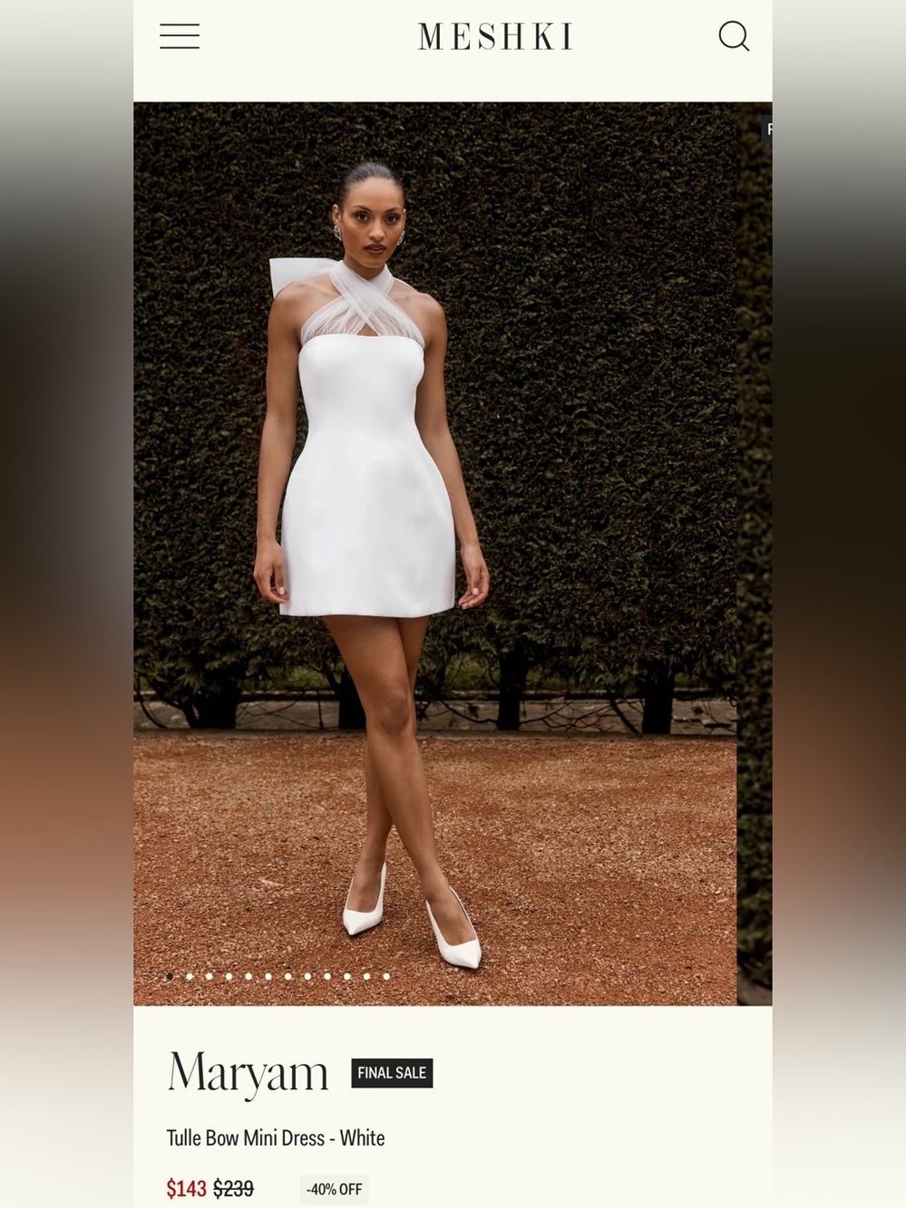 Meshki Maryam Tulle Bow Mini Dress - White